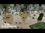 Drone footage reveals scale of flooding across Europe