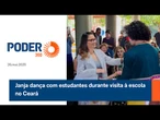 Janja dança com estudantes durante visita à escola no Ceará