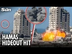 Moment bombs destroy 18-STOREY tower block in Gaza city as Israel claims strike on Hamas