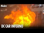 Car EXPLODES into massive fireball in Washington DC parking lot