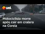 Cratera de 20 metros se abre e engole motociclista na Coreia do Sul; veja vídeo