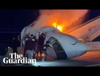 Rescuers rush to save people from crashed jet on Texas highway