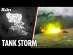 Ukrainian tanks charge Russian positions blasting Putin's troops at close range