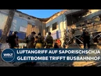 UKRAINE-KRIEG: Russische Gleitbombe trifft Saporischschja – Angriffe zerstören Busbahnhof