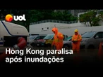 Hong Kong fica paralisada após fortes chuvas; carros, casas e estradas ficam submersos; vídeo