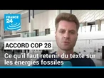 Accord à la COP 28 : ce qu'il faut retenir de cette entente "historique" • FRANCE 24