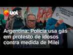 Protesto na Argentina por aumento da aposentadoria: Polícia usa gás, e idosos são socorridos; vídeos