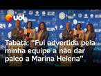 Debate Record TV: Tabata diz que foi orientada pela equipe para não dar palco para Marina Helena