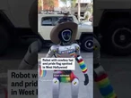 Robot with cowboy hat and pride flag spotted in West Hollywood
