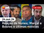 Nunes reage após fala de Bolsonaro; Marçal e Boulos; pesquisa em SP e+ notícias ao vivo | UOL News