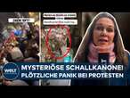 BELGRAD: Mysteriöse Schallkanone! Plötzlich Panik – Geräusch gedrängt Demonstranten auseinander