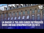 Une bague d'une valeur de 750.000 euros, disparue au Ritz, retrouvée dans le sac d'un aspirateur
