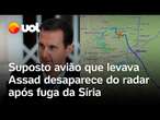 Guerra na Síria: veja momento em que suposto avião que levava Assad desaparece do radar; vídeo