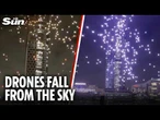 Dramatic moment dozens of drones fall out the sky and crash into Sydney harbour