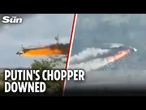 Russian Mi-8 helicopter plummets to ground in flames after Ukrainian drone strike