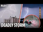 France struck by 39 THOUSAND lightning bolts as Paris swamped by floods and 2 killed