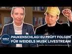 ALICE WEIDEL UND ELON MUSK: Verstoß gegen EU-Gesetz - Folgen für die AFD-Wahlkampf-Liveshow auf X?