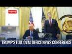 President Trump and Pete Hegseth speak in the Oval Office