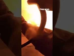Firefighters BATTLE a pickup truck engulfed in flames after it caught fire in a driveway #shorts
