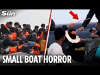 Vile ‘people smuggler’ uses STICK to herd migrants onto small boat bound for UK