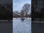 Frozen pond in Boston turned into hockey rink