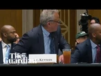 RFK jumps out of seat in shock as protesters disrupt committee hearing
