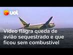 Vídeo mostra queda de avião sequestrado que ficou sem combustível e caiu no mar; caso é de 1996