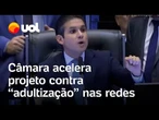 Câmara aprova urgência de projeto contra 'adultização' na internet e oposição fala em 'censura'