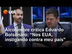 Alcolumbre critica Eduardo Bolsonaro e bate na mesa ao reagir a cobranças por ausência no plenário