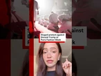 Staged protest against US President Donald Trump at Paris Fashion Week. #BBCNews