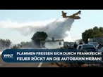 WALDBRÄNDE IN SÜDFRANKREICH: Kampf gegen die Flammen –Feuer bedroht Autobahn A9 zum Ferienbeginn