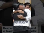 Mourners grieve at the funeral of Yaakov Pinto, who was killed in attack by Palestinian gunmen