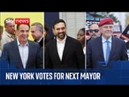 New Yorkers head to the polls as Mamdani, Sliwa & Cuomo battle to become mayor | Sky News coverage