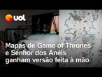 Artista cria mapas à mão inspirados em Game of Thrones e Senhor dos Anéis; veja vídeo
