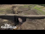 Drone footage shows extremely low reservoir levels in England
