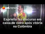 Espriella faz discurso em caixa de vidro após vitória na Colômbia e dá recado a quem não votou nele