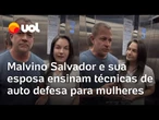 Malvino Salvador e Kyria Grace fazem simulação de auto defesa para mulheres após caso de Igor Cabral