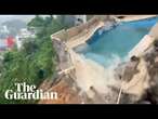 Moment pool collapses as Acapulco hit by landslides and floods in wake of Hurricane John