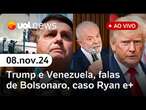 Trump vai cobrar Lula sobre Maduro; Bolsonaro fala de Tarcísio, caso menino Ryan, 8/1 e + | UOL News