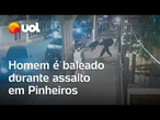 Homem é baleado durante assalto em Pinheiros, zona oeste de SP; vídeo mostra momento