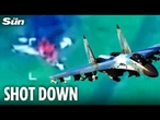 Putin's £74million fighter jet is shot down above Russia as vid shows flames rip through wreck