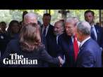 Trump and Harris shake hands during 9/11 memorial service