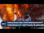 INFERNO IN RUSSLAND: Öldepot in Rostow steht nach ukrainischen Drohnenangriff in Flammen