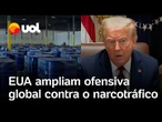 Trump amplia ofensiva global contra o narcotráfico; EUA atacaram lancha suspeita no Caribe