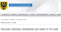 Policja pisze: „odzyskaliśmy Audi”. To nie do końca prawda