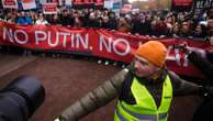 Putin critics lead a march in Berlin calling for democracy in Russia and an end to war in Ukraine