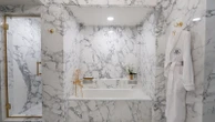 Trump shows off Lincoln Bathroom renovated entirely in marble