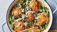 Recipes for 1-skillet chicken and pesto rice, caramelized peach snickerdoodle cobblerCaroline Chambers shared a simple dinner and dessert from her new cookbook.8/12/2024 07:50:00 EDT