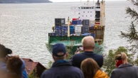 A Norwegian man awoke to find a grounded cargo ship had narrowly missed his home