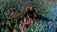 A makeshift memorial grows in Ukraine’s capital after 1,000 days of war